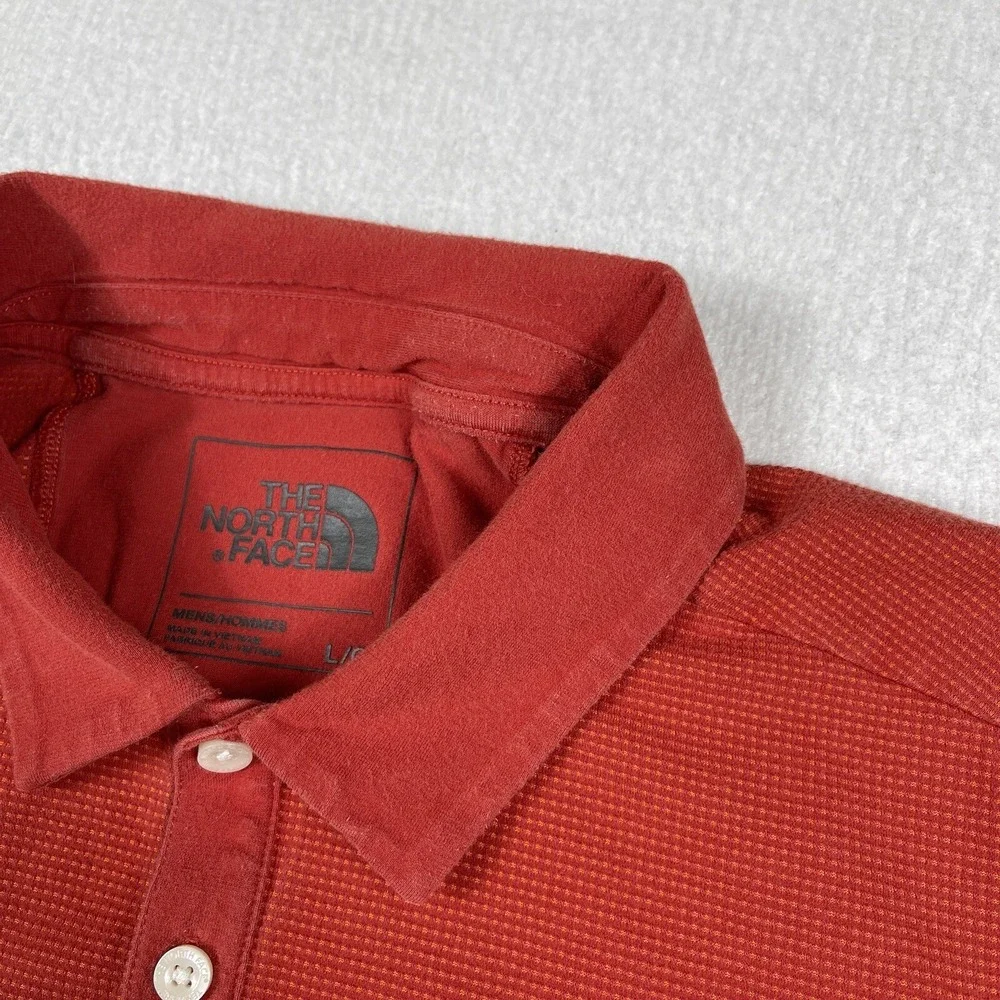 The North Face Polo Shirt Mens Large Red‎ Orange Outdoors Hiking Golf Casual